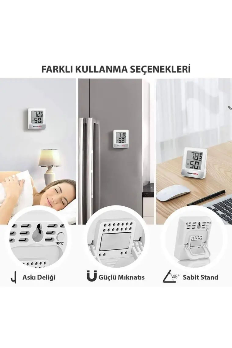 ThermoPro TP49W Mini İç Mekan Dijital Sıcaklık ve Nem Ölçer Termometre