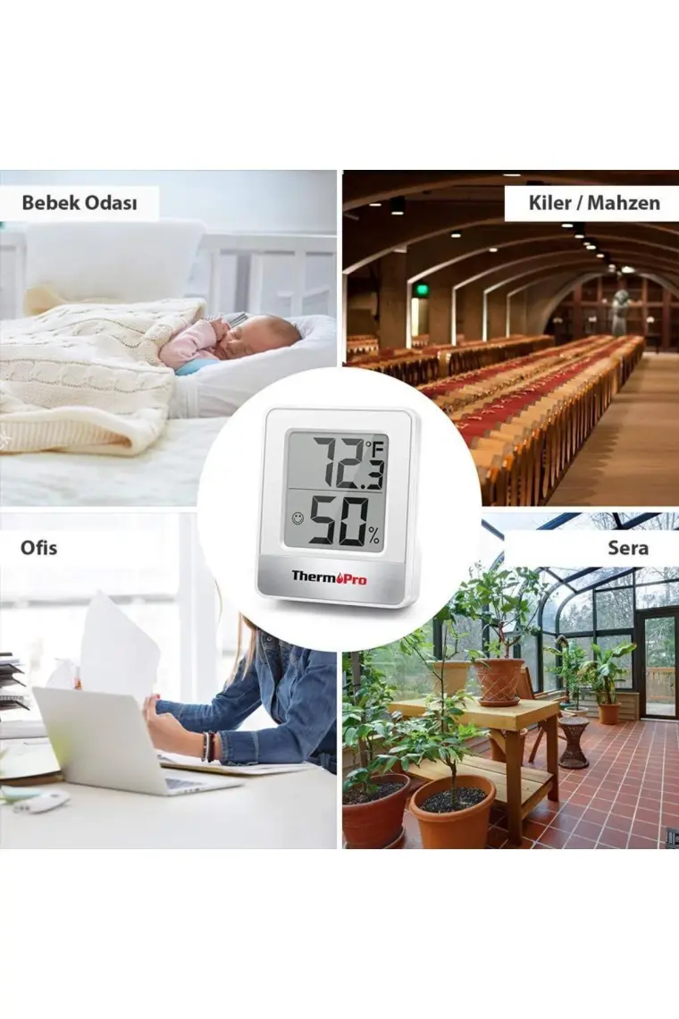 ThermoPro TP49W Mini İç Mekan Dijital Sıcaklık ve Nem Ölçer Termometre