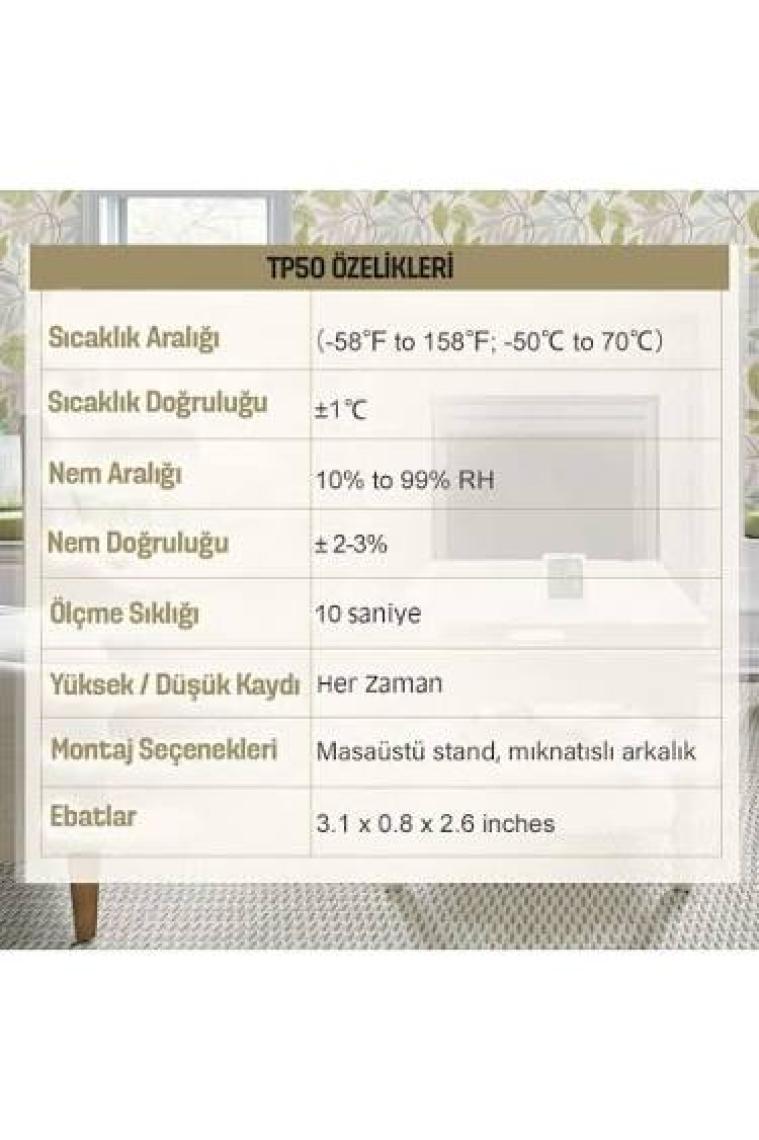 ThermoPro TP50 Termometre İç Mekan Dijital Sıcaklık ve Nem Ölçer - 2 Adet