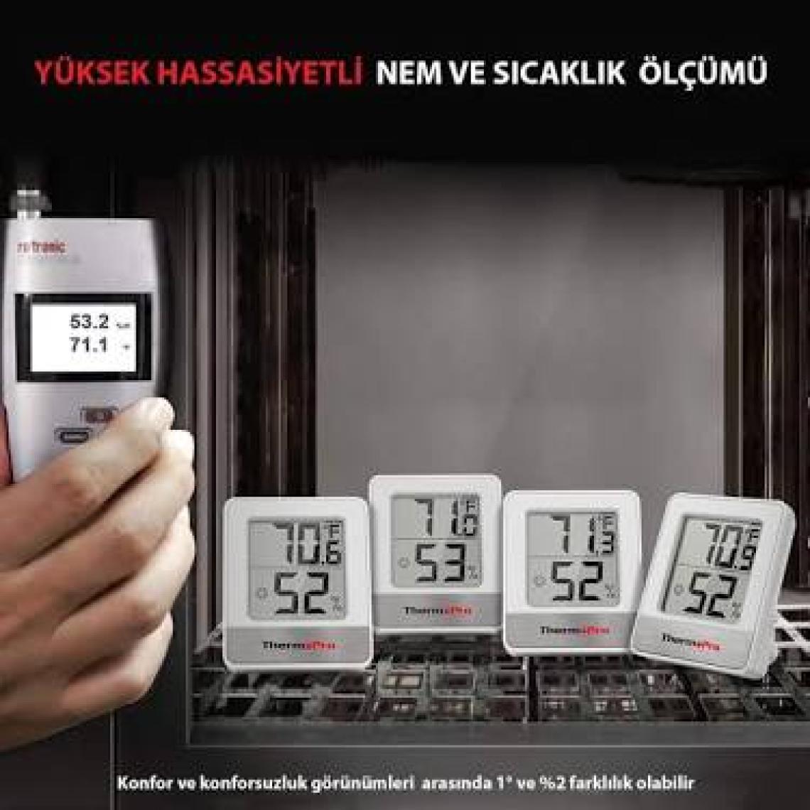 ThermoPro TP49W Mini İç Mekan Dijital Sıcaklık ve Nem Ölçer Termometre 4 Adet