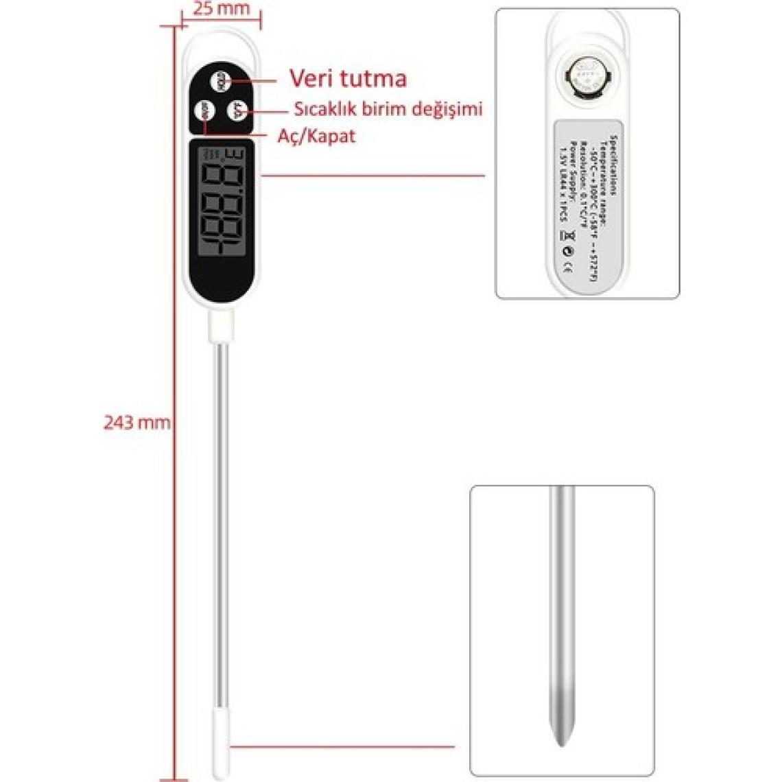 Wellhise WH47 Dijital Yemek Gıda Mutfak Termometresi Sıcaklık Ölçer
