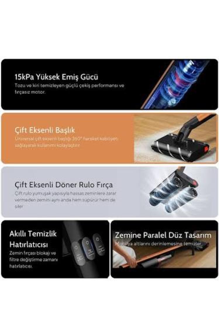 Deerma VC31 Kablosuz Dikey Şarjlı Süpürge - 360° Dönen Çift Rulolu Başlık