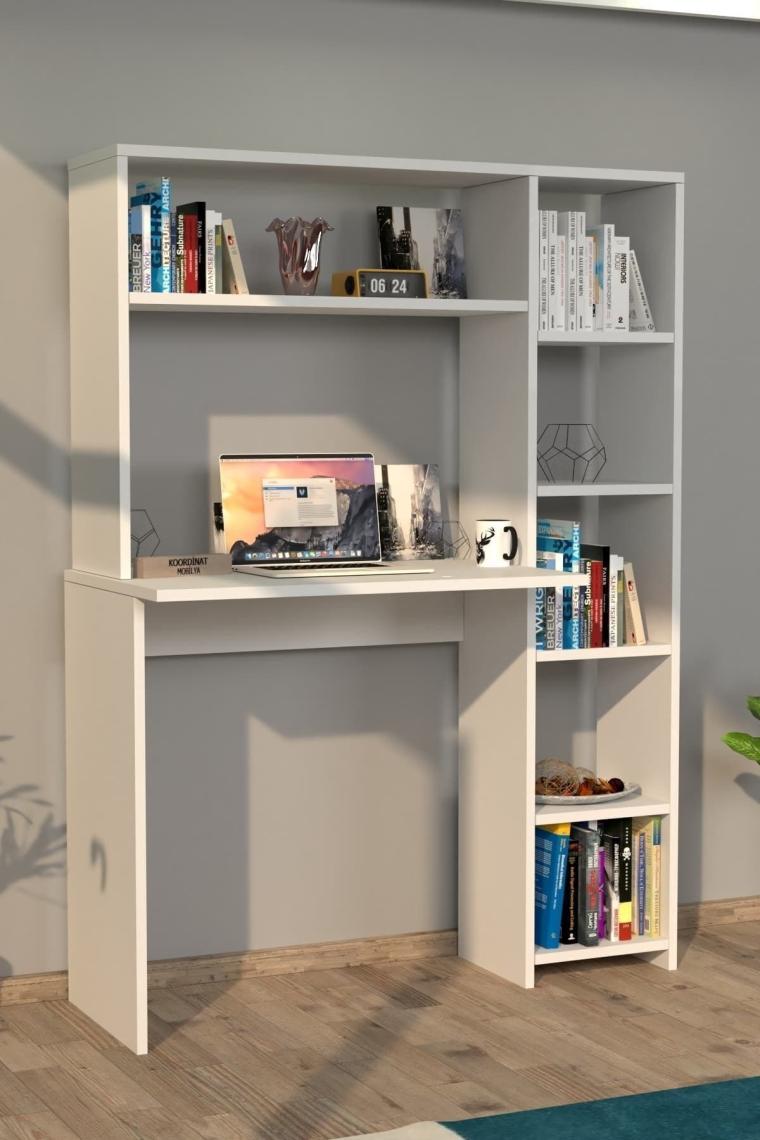 Duru Kitaplıklı Çalışma Masası Beyaz