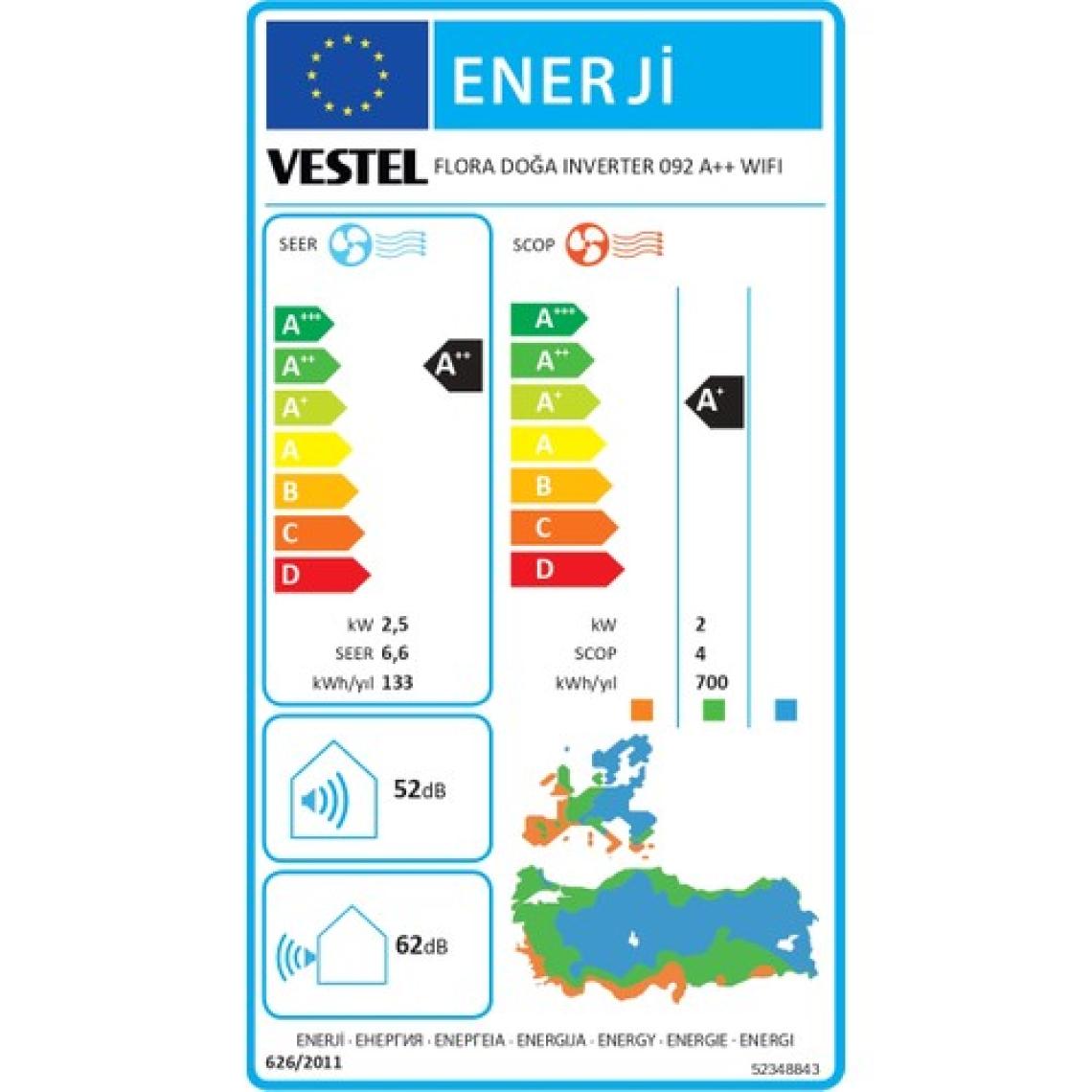 Vestel Flora Doğa Inverter 092 A++ WiFi 9000 BTU Duvar Tipi Klima