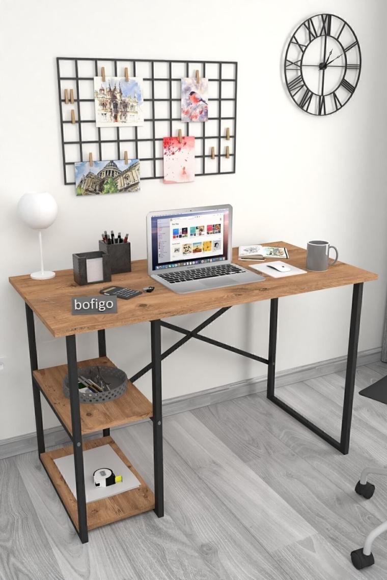 60x120 Cm 2 Raflı Çalışma Masası Bilgisayar Masası Ofis Ders Yemek Masası Çam