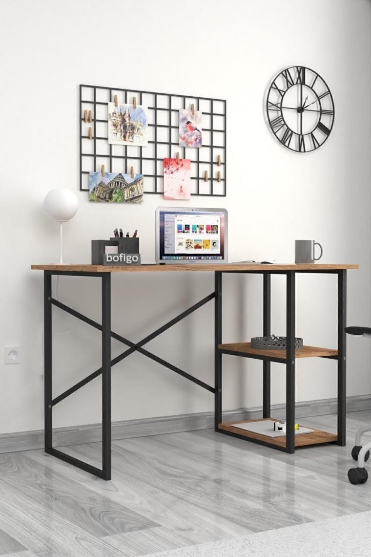 60x120 Cm 2 Raflı Çalışma Masası Bilgisayar Masası Ofis Ders Yemek Masası Çam