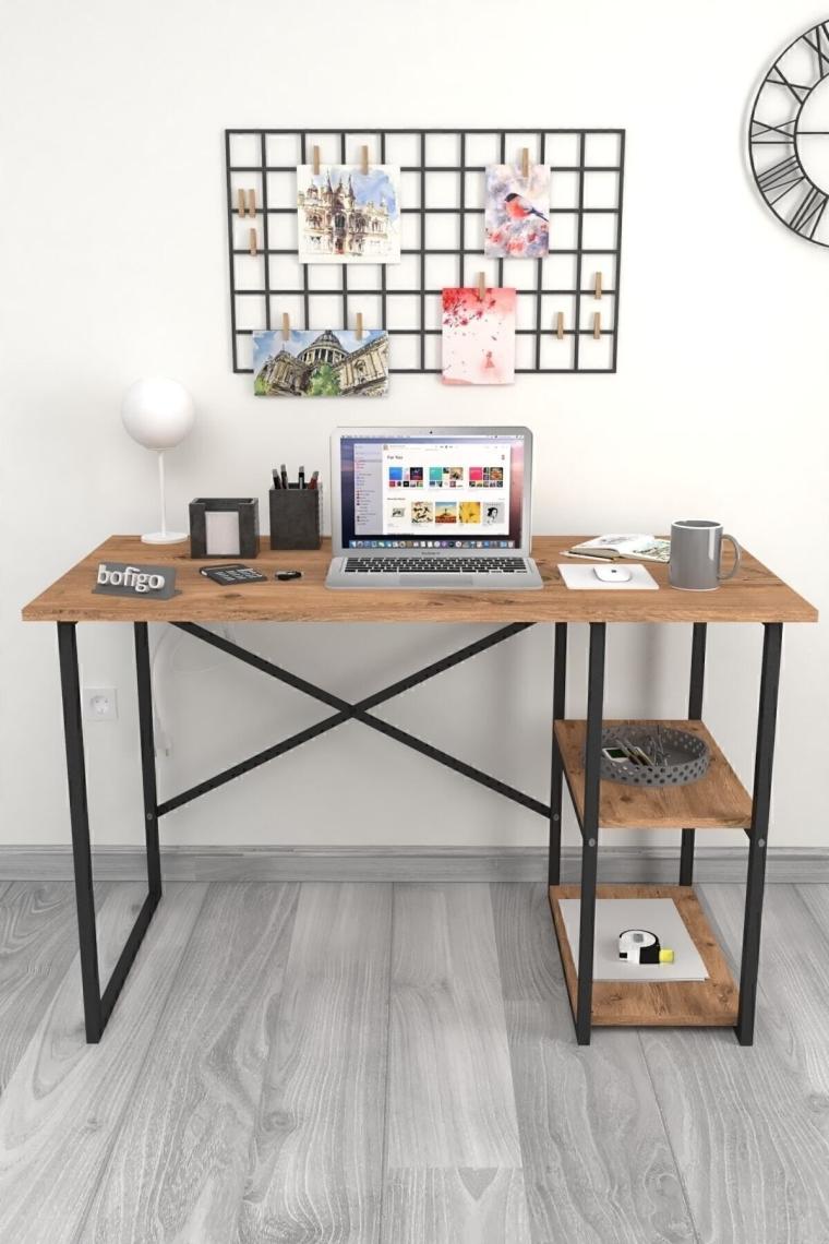 60x120 Cm 2 Raflı Çalışma Masası Bilgisayar Masası Ofis Ders Yemek Masası Çam