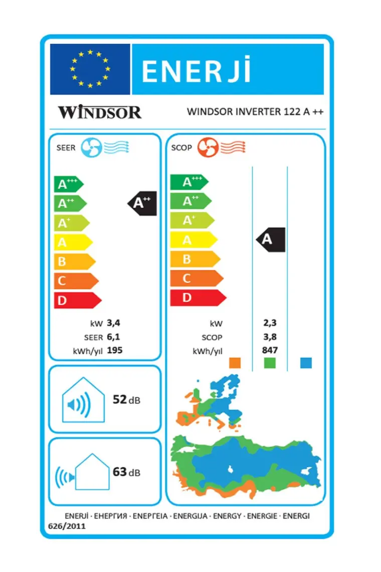 Windsor 122 A++ 12000 BTU Duvar Tipi Klima