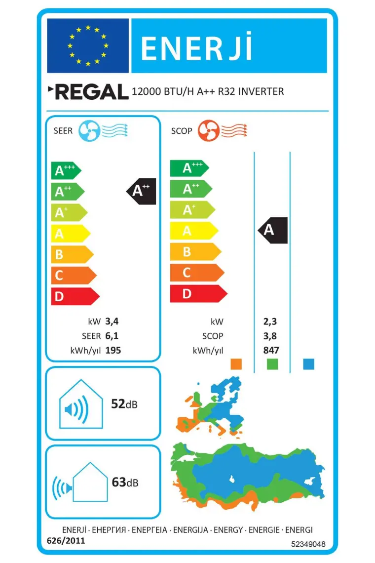 Regal R32 A++ 12000 BTU/H Inverter Duvar Tipi Klima