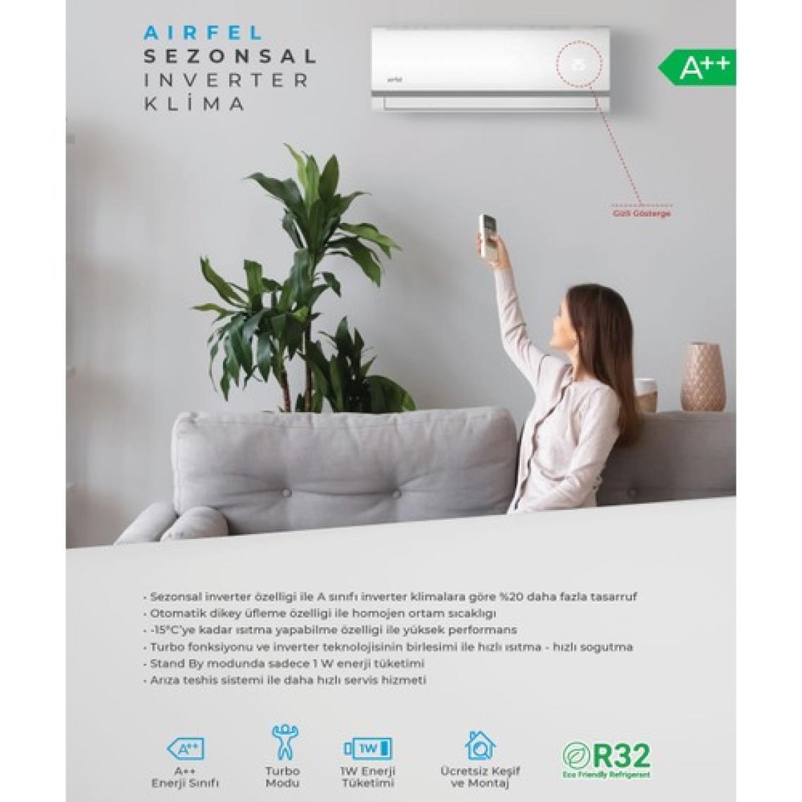 Airfel LTXM50N 18000 BTU R32 A++ Inverter Duvar Tipi Klima