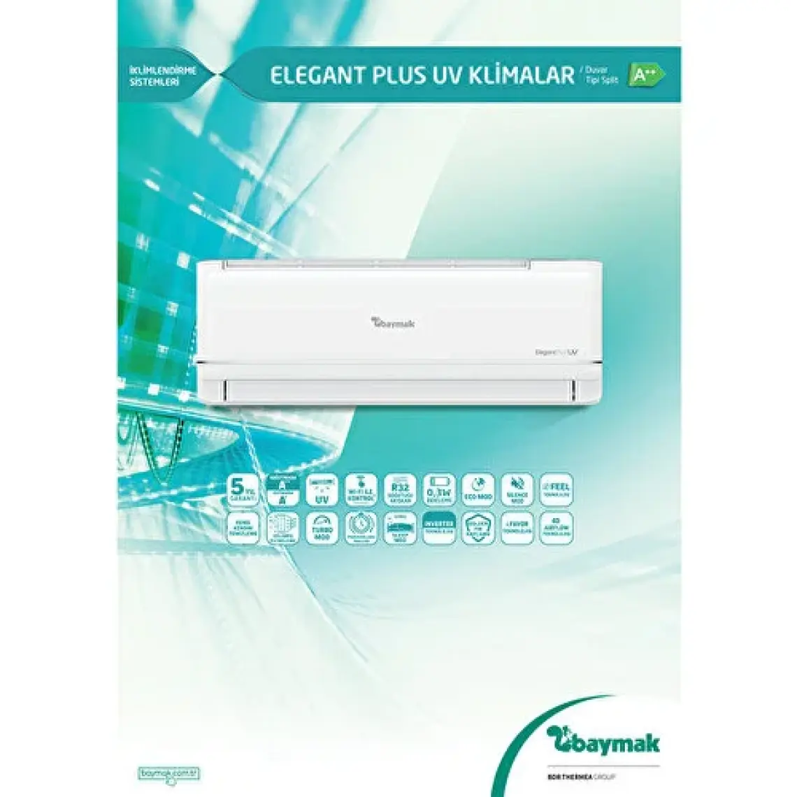 Baymak Elegant Plus UV 12 A++ 12000 BTU Inverter Duvar Tipi Klima