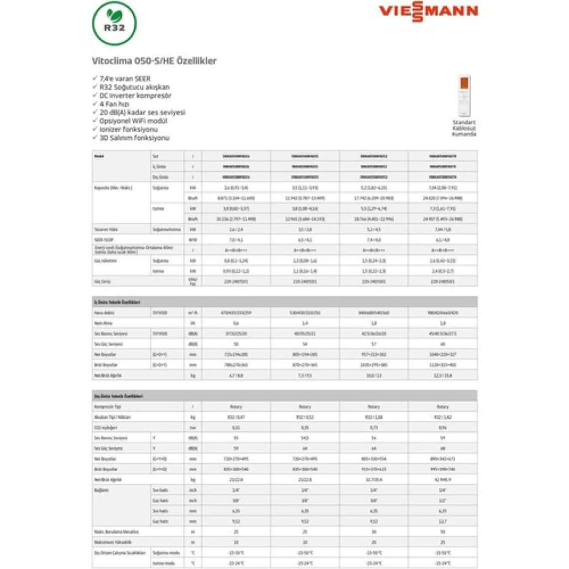 Viessmann Vitoclima 050-S/HE Pro+ Serisi (2025 Yeni Seri ) 18000 Btu Inverter Duvar Tipi Klima (Montaj Dahil)