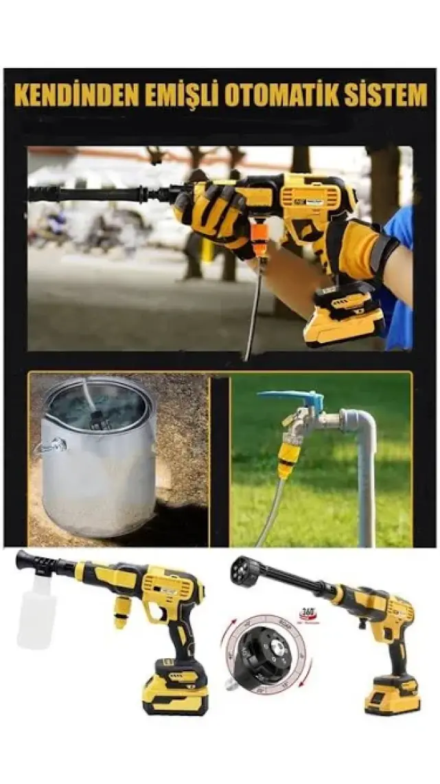 Staxx Power Yüksek Basınçlı Çift Akülü 10 Pilli 21500WH  Kömürsüz Titanyum Motor Oto Araç Bahçe Yıkama Ilaçlama