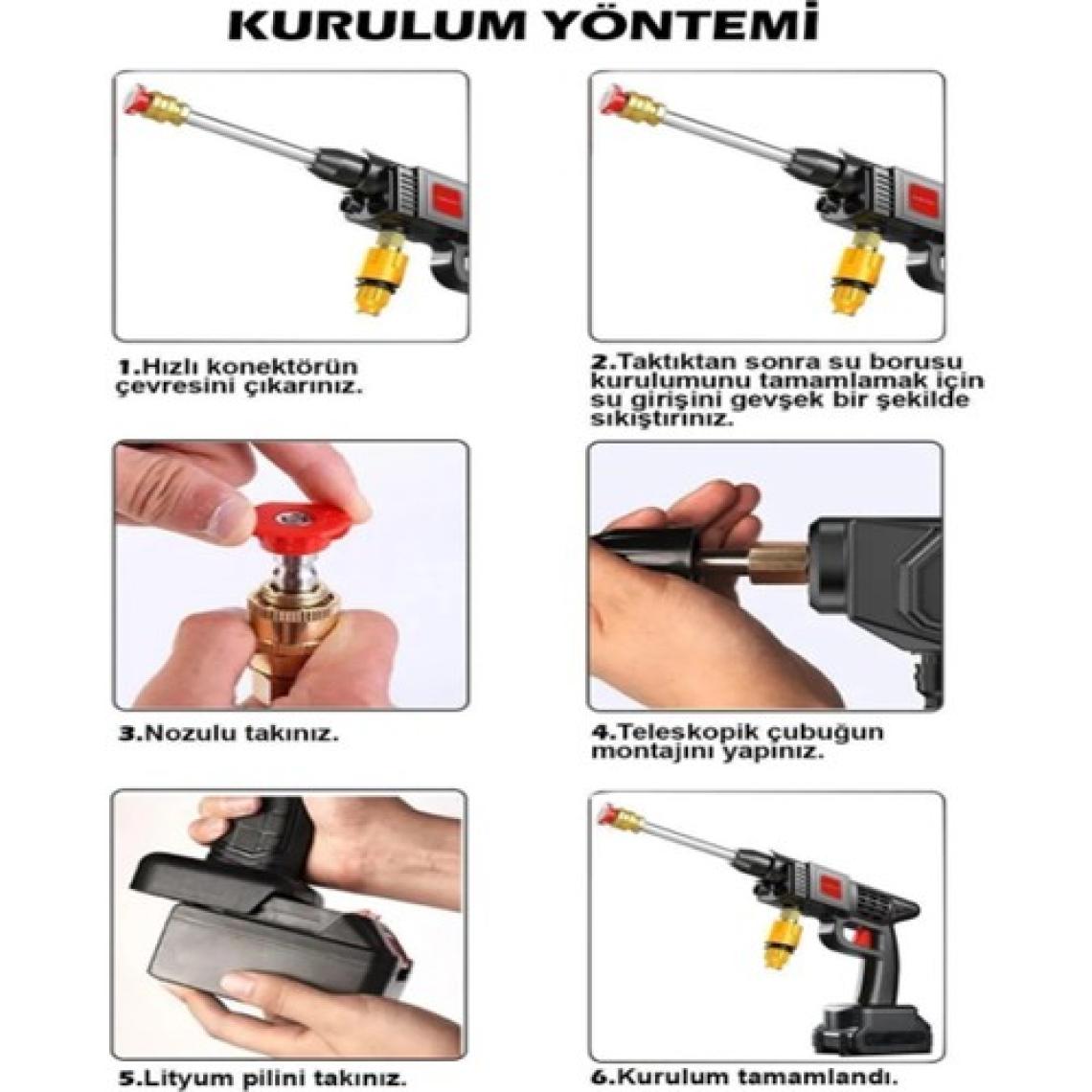 Şarjlı Araba Yıkama Makinesi Yüksek Basınçlı Oto Yıkama Tabancası ve Sulama Tabancası Bahçe Yıkama Makinesi