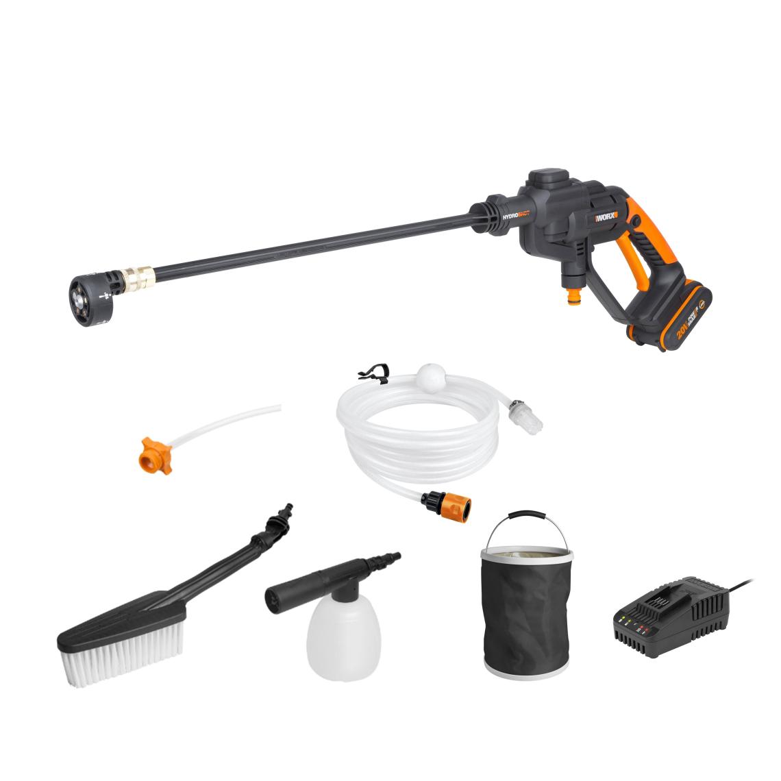 Worx WG620E.2 20VOLT 2.0AH. Li-Ion 24 Bar Basınçlı Yıkama Tabancası + 4 Parça Yıkama Seti