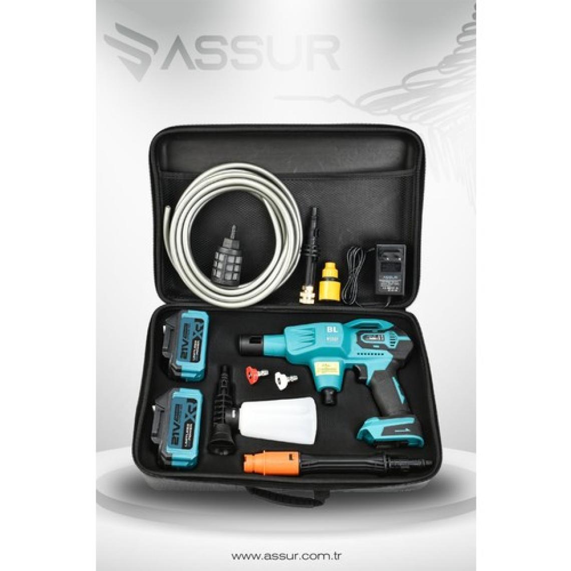 Assur 21V Yüksek Basınçlı Kömürsüz Motor Akülü Oto Araba Yıkama Makinesi Şarjlı
