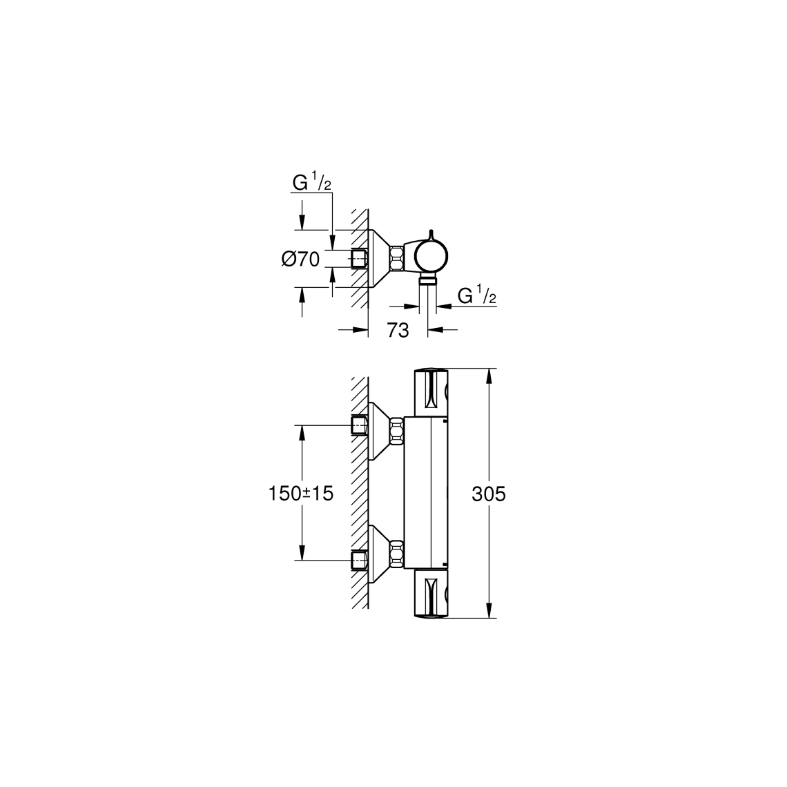 Grohe Grohtherm 800 Termostatik Duş Bataryası - 34558000
