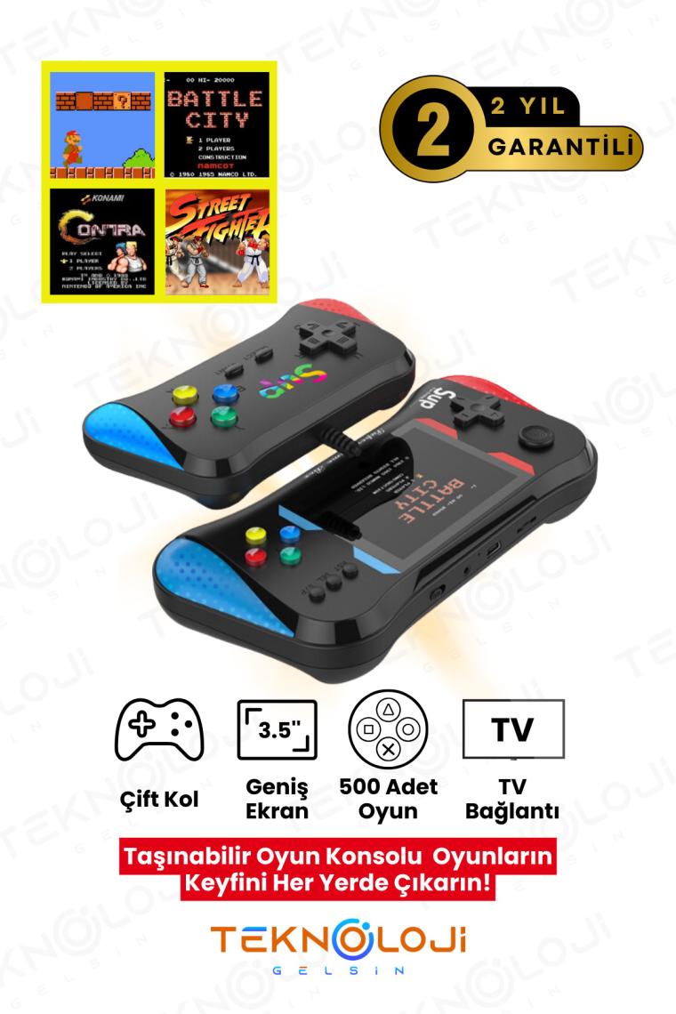 Teknoloji Gelsin 500 Oyun Retro Sup Konsolu X7M 3,5 Inç Ekran Video Oyunları  Hd/av Çıkışı Taşınabilir Mini Gamepad