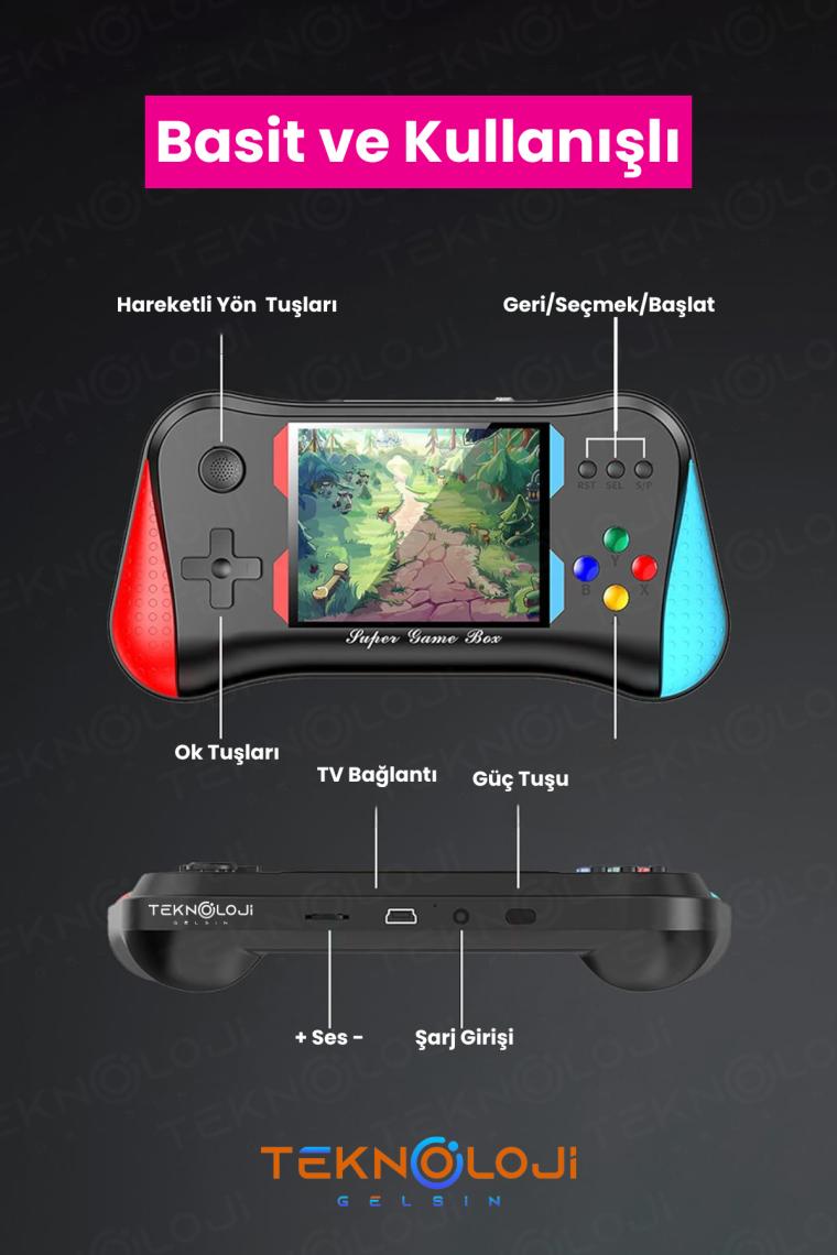 Teknoloji Gelsin 500 Oyun Retro Sup Konsolu X7M 3,5 Inç Ekran Video Oyunları  Hd/av Çıkışı Taşınabilir Mini Gamepad