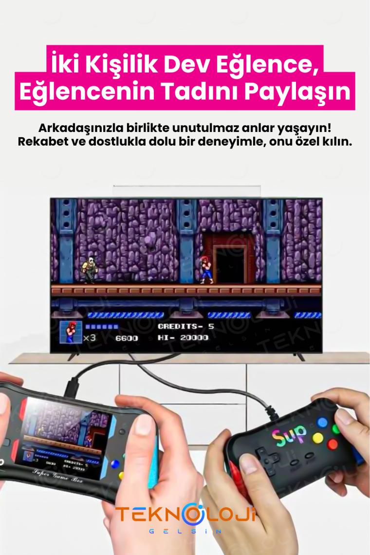 Teknoloji Gelsin 500 Oyun Retro Sup Konsolu X7M 3,5 Inç Ekran Video Oyunları  Hd/av Çıkışı Taşınabilir Mini Gamepad