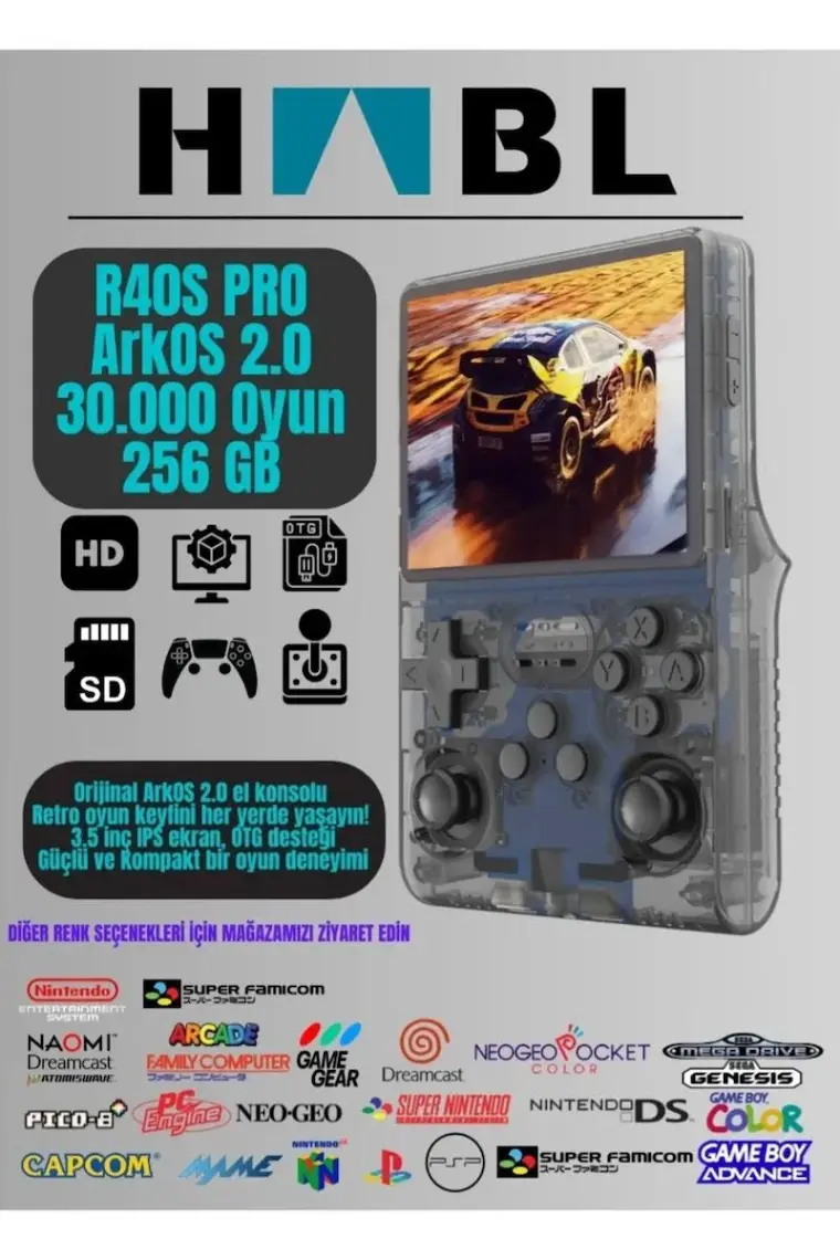 Retro Arcade R40S Pro Arkos 2.0 +30.000 Oyunlu El Konsolu 256 GB