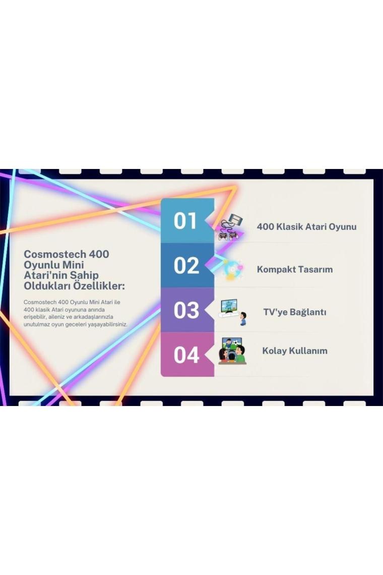 Cosmostech Sup Game Box Plus 400 Oyunlu Taşınabilir Mario Oyunlu Retro El Atarisi Siyah