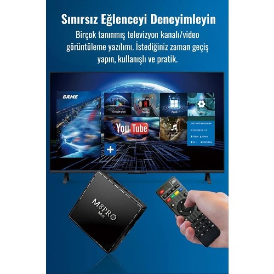 Android Tv Box 2.4g 10K Ultra Hd 2gb Ram 64GB Hafıza 10000 Retro Oyunlu Konsol Game Stick M8 Pro Mini