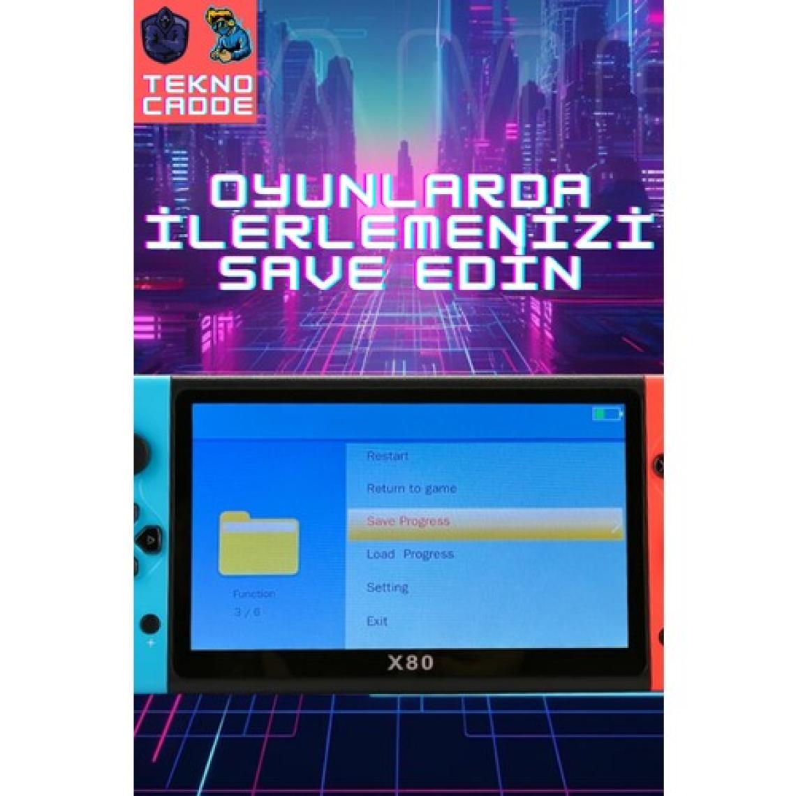 Beboncool X80 7inç LCD Geniş Ekran Hdmi 128BIT 10000+ Retro Arcade Oyun Konsolu Atari