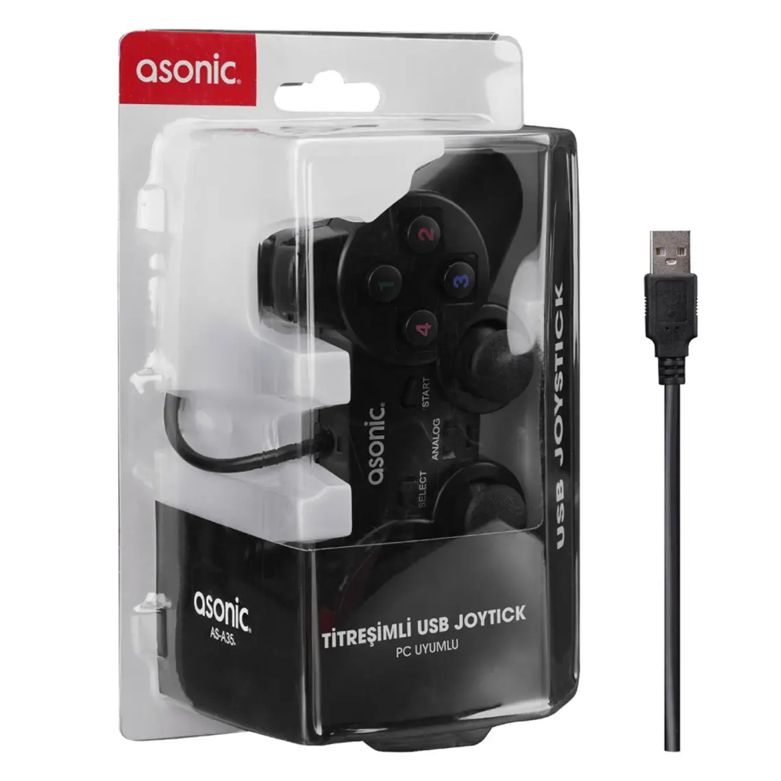 Asonic AS-A35 Usb/pc/ps3 1.8m Kablolu Titreşimli Joystick