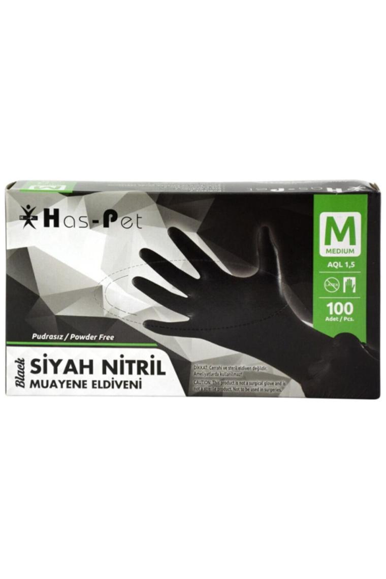 Siyah Nitril Eldiven Lü Paket  M Beden