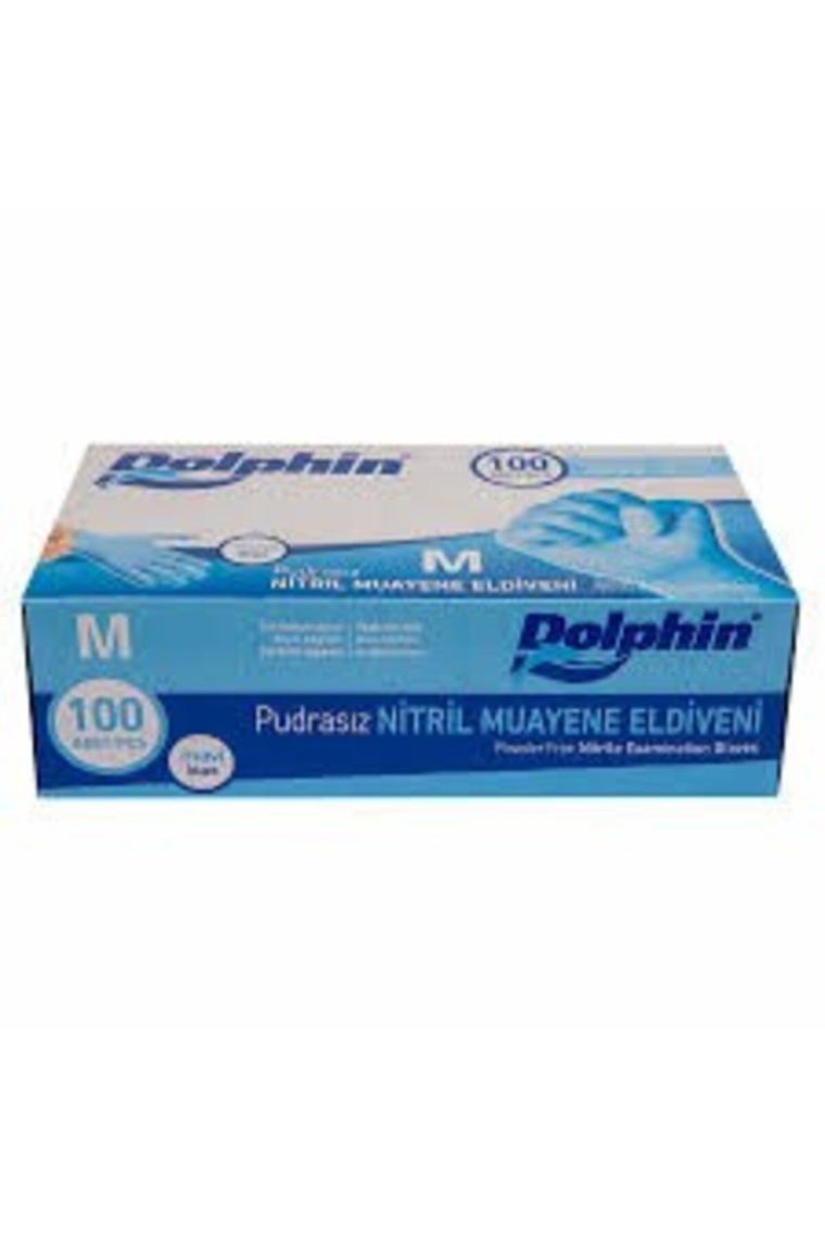 Dolphin Pudrasız Mavi Nitril Küçük Boy (S) 100'lü Paket Muayene Eldiveni