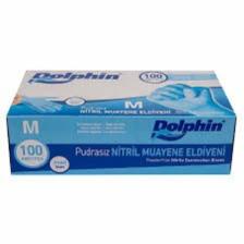 Dolphin Pudrasız Mavi Nitril Küçük Boy (S) 100'lü Paket Muayene Eldiveni