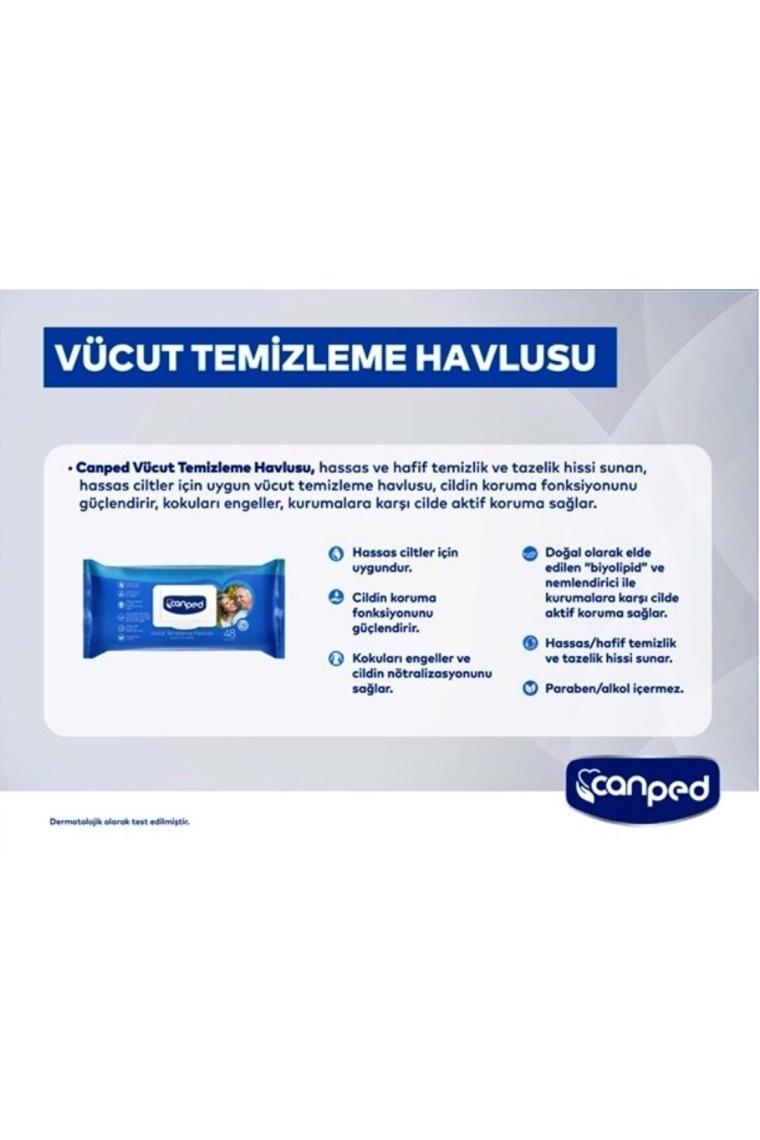 Hasta Vücut Perine Temizleme Islak Mendil Havlu 48 Yaprak Xl (6 Lı Set) Plastik Kapaklı