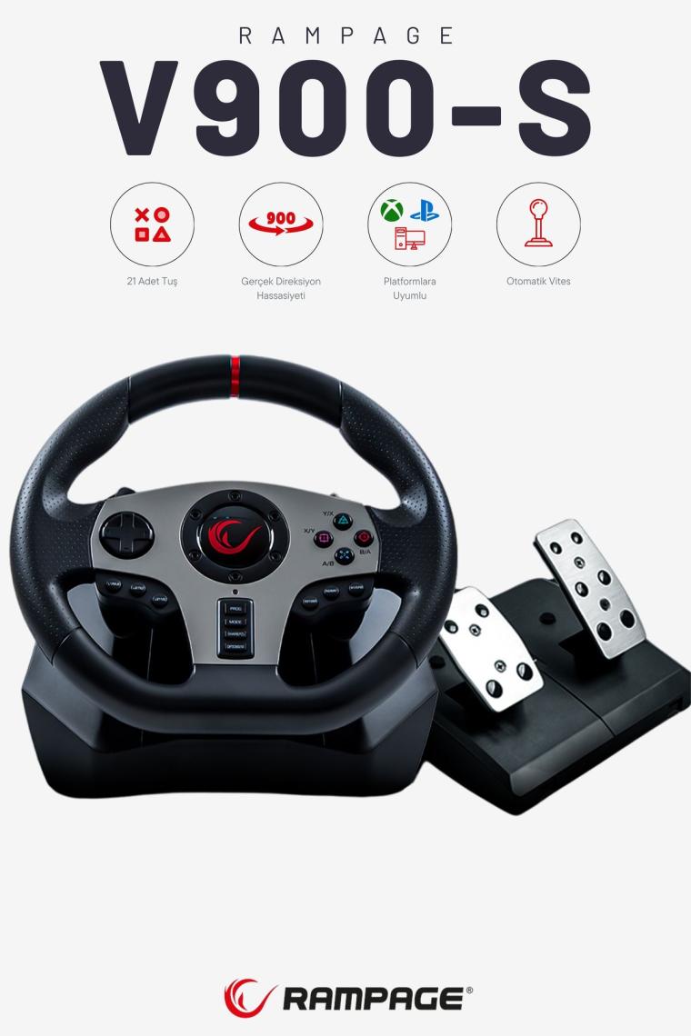 Rampage V900-S PS3/PS4/PC/XBOX Pedallı Gaming Oyuncu Direksiyonu