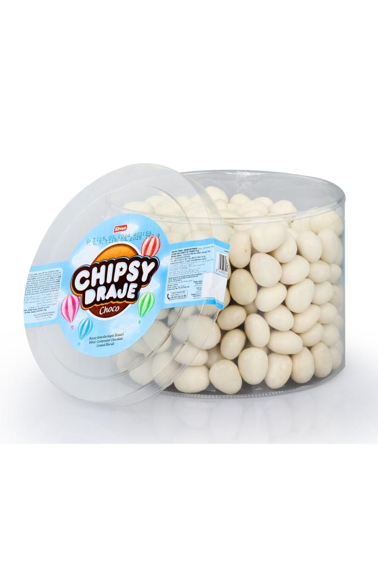 Bonbon Chipsy Beyaz Kakao Kaplı Bisküvi Draje 750 Gr. (1 PAKET)
