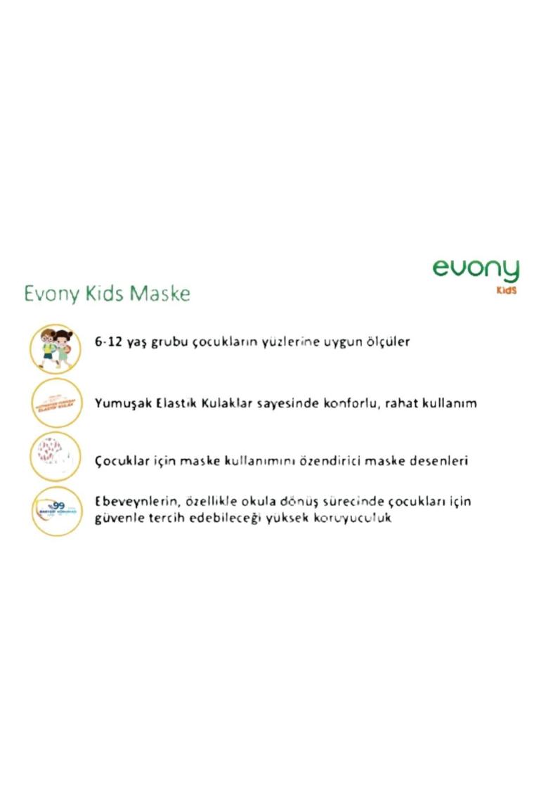 Kids 3 Katlı Yumuşak Kulaklı Maske 50 Adet