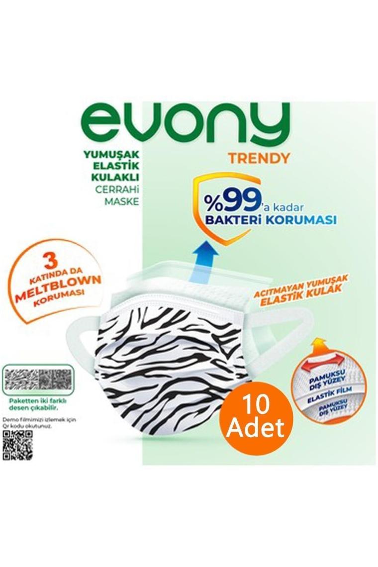 Elastik Kulaklı Trendy Desenli Maske 10 Adet