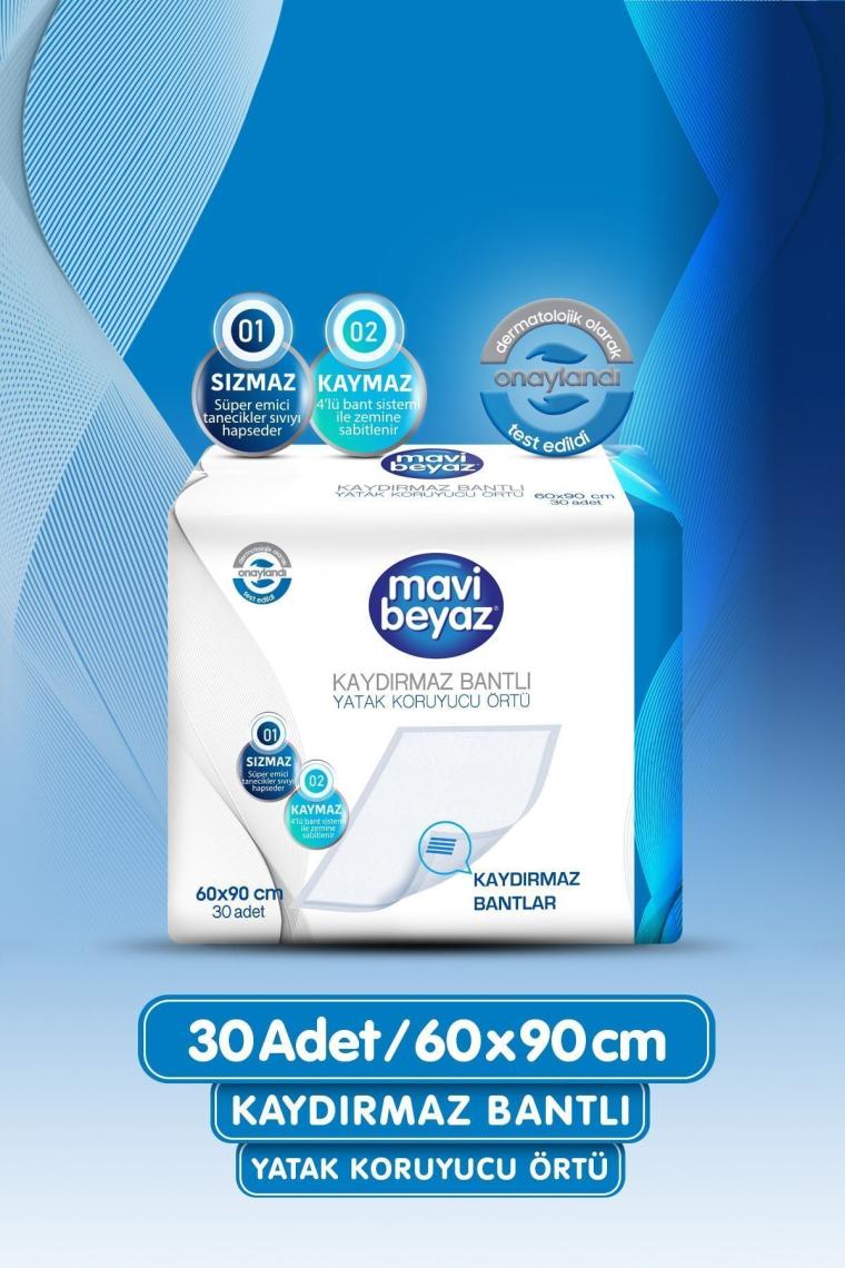 Kaydırmaz Bantlı Yatak Koruyucu Örtü 60x90cm 30 Adet