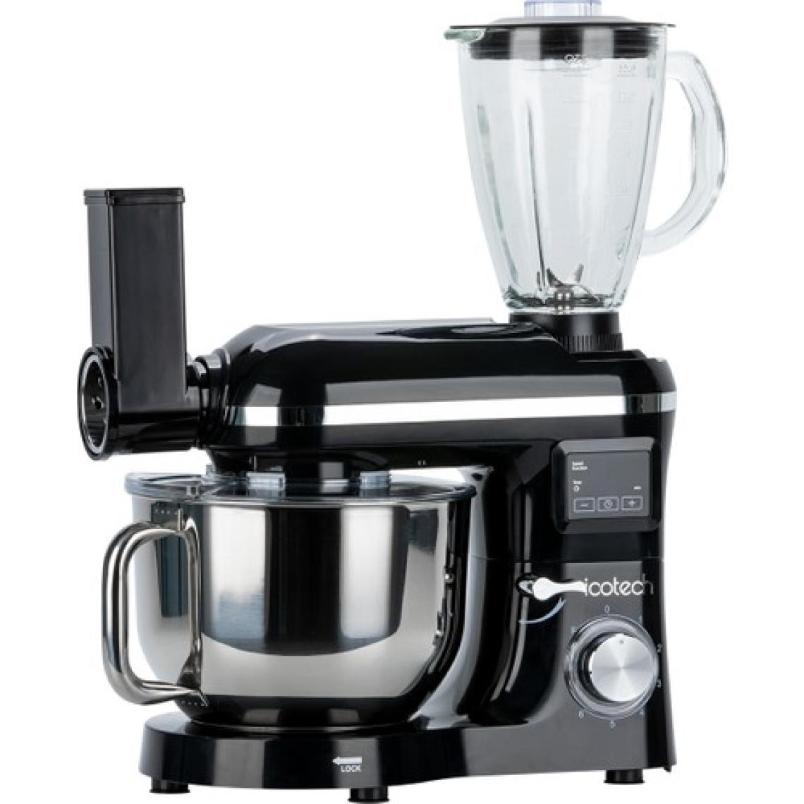 Icotech SM50 Siyah LED Ekranlı Hamur Mayalama Kıyma Çekme Blender 2000W 6,5 Litre Stand Mikser Mutfak Şefi Hamur Yoğurma Makinesi