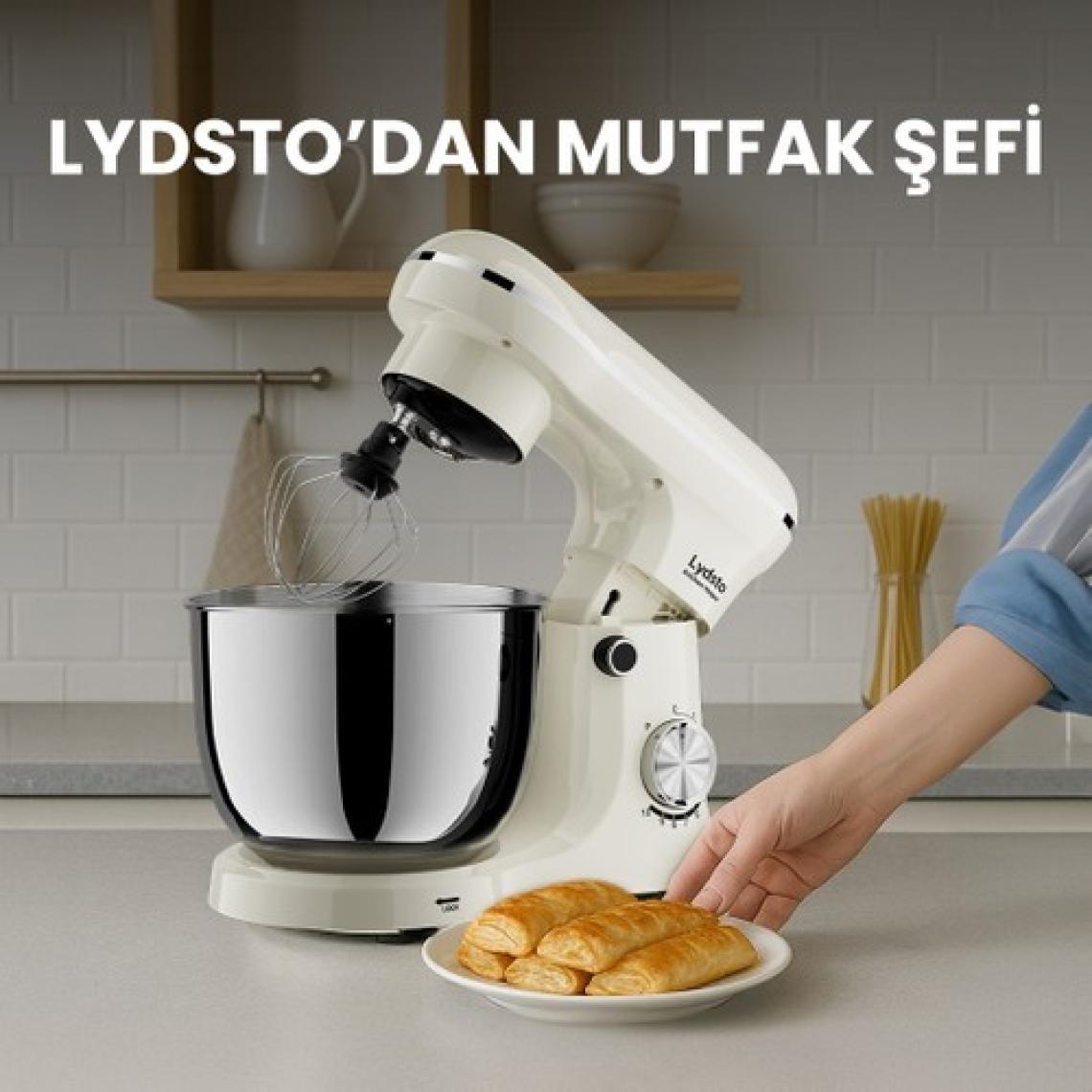 Lydsto  Kitchen Helper PV-4700 1500W-5.2 Litre -10 Kademe Hız Ayarı Stand Mikser Hamur Yoğurma Makinesi Krem