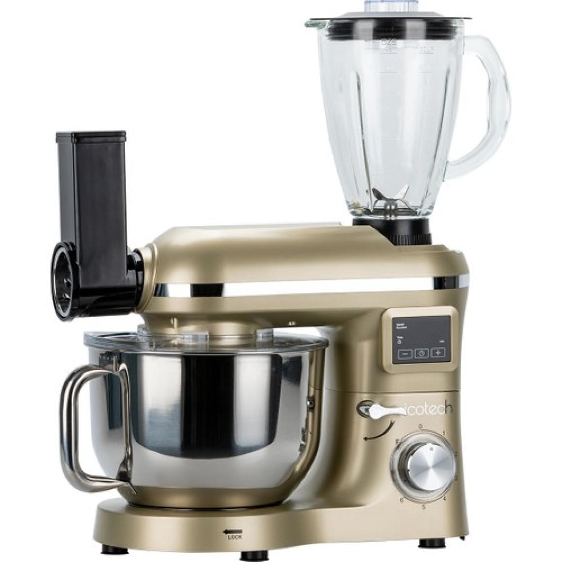 Icotech SM50 Gold LED Ekranlı Hamur Mayalama Kıyma Çekme Blender 2000W 6,5 Litre Stand Mikser Mutfak Şefi Hamur Yoğurma Makinesi