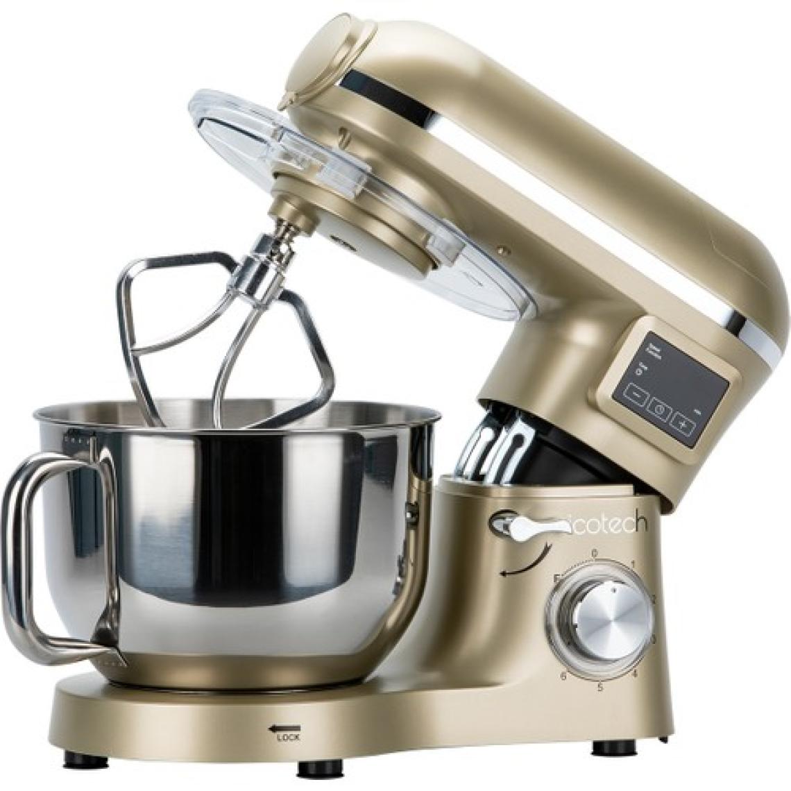Icotech SM50 Gold LED Ekranlı Hamur Mayalama Kıyma Çekme Blender 2000W 6,5 Litre Stand Mikser Mutfak Şefi Hamur Yoğurma Makinesi