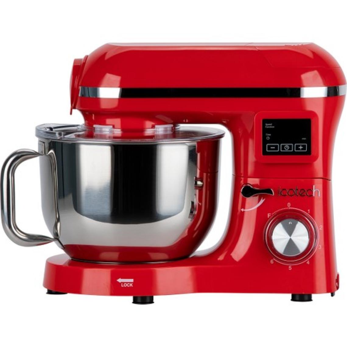 Icotech SM50 Kırmızı LED Ekranlı Hamur Mayalama Kıyma Çekme Blender 2000W 6,5 Litre Stand Mikser Mutfak Şefi Hamur Yoğurma Makinesi