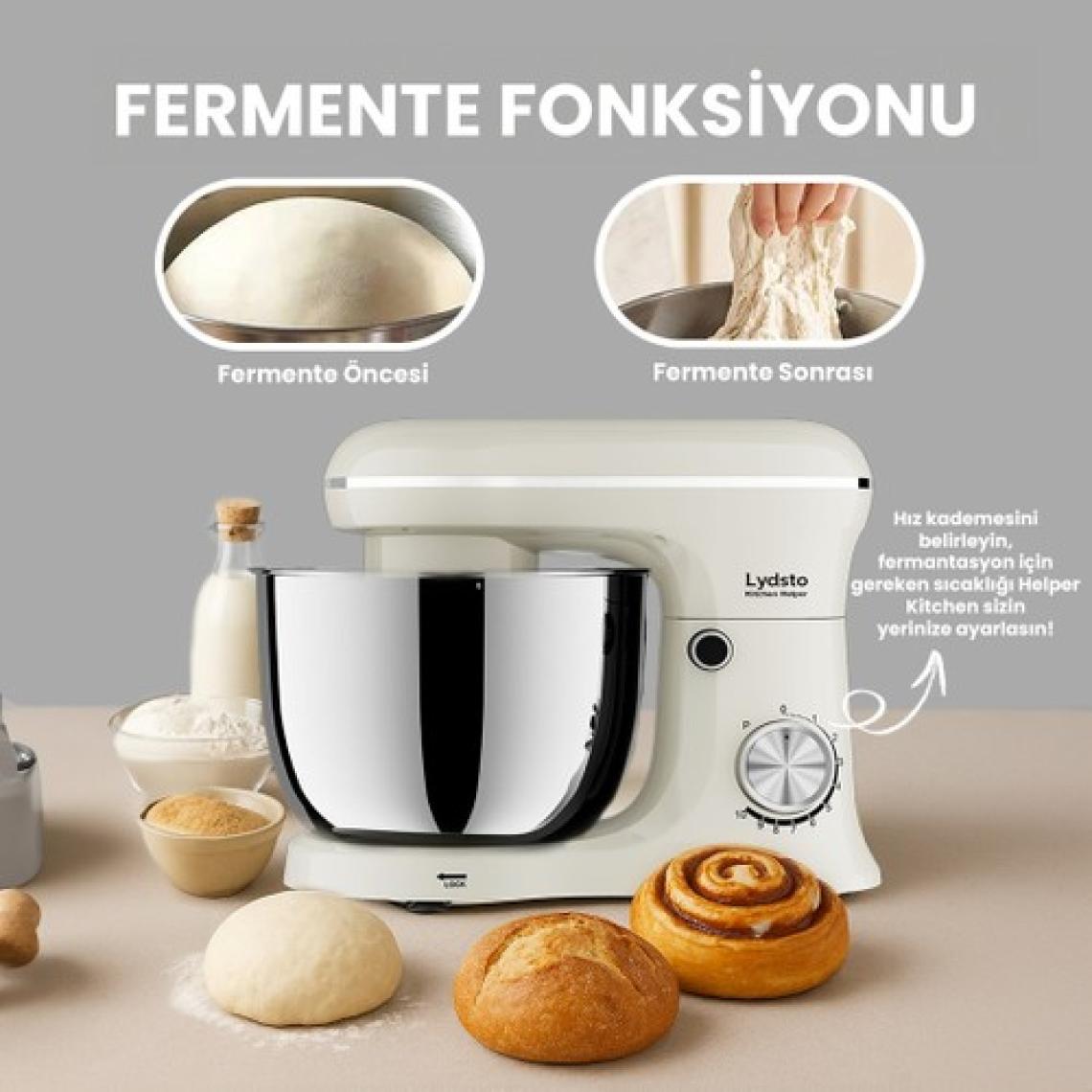 Lydsto Kitchen Helper PV-4700 1500W-5.2 Litre -10 Kademe Hız Ayarı Stand Mikser Hamur Yoğurma Makinesi Siyah