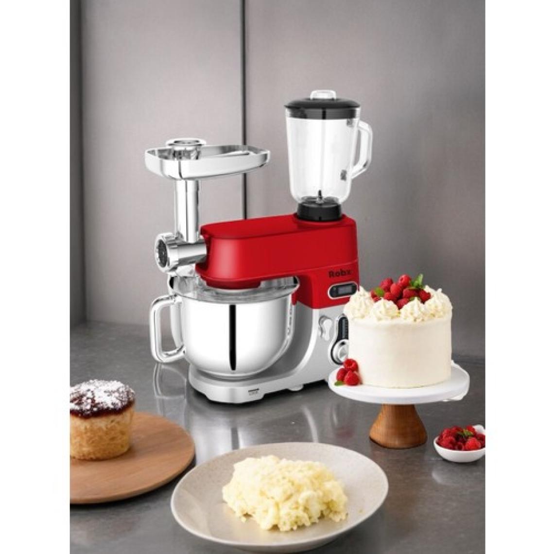 Robx SR50 Döküm Gövde 7 Litre Içli Köfte Hamur Yoğurma Kıyma Çekme Erişte Blender Çıpıcı mixer Set