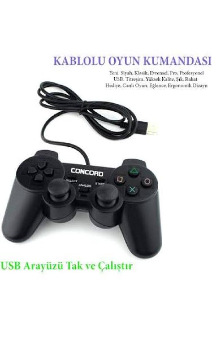 Concord C-850 Titreşimli Usb Kablolu Joystick Gamepad Oyun Kolu Konsolu Pc Bilgisayar Laptop Uyumlu