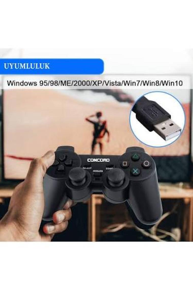Concord C-850 Titreşimli Usb Kablolu Joystick Gamepad Oyun Kolu Konsolu Pc Bilgisayar Laptop Uyumlu