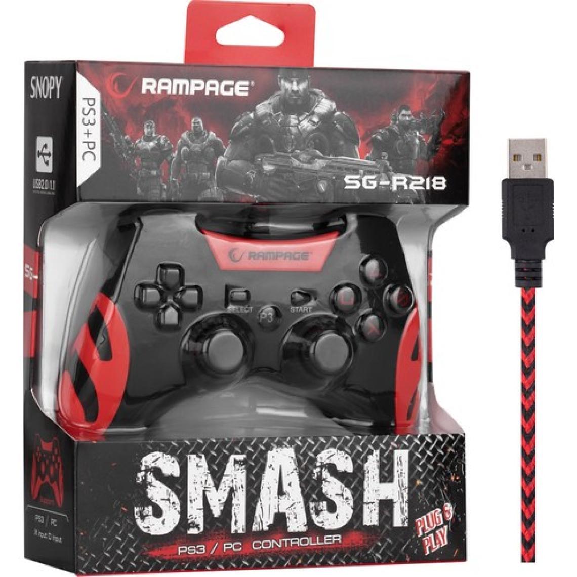 Snopy Rampage SG-R218 Ps3/pc x Input Kırmızı USB 1.8m Joypad