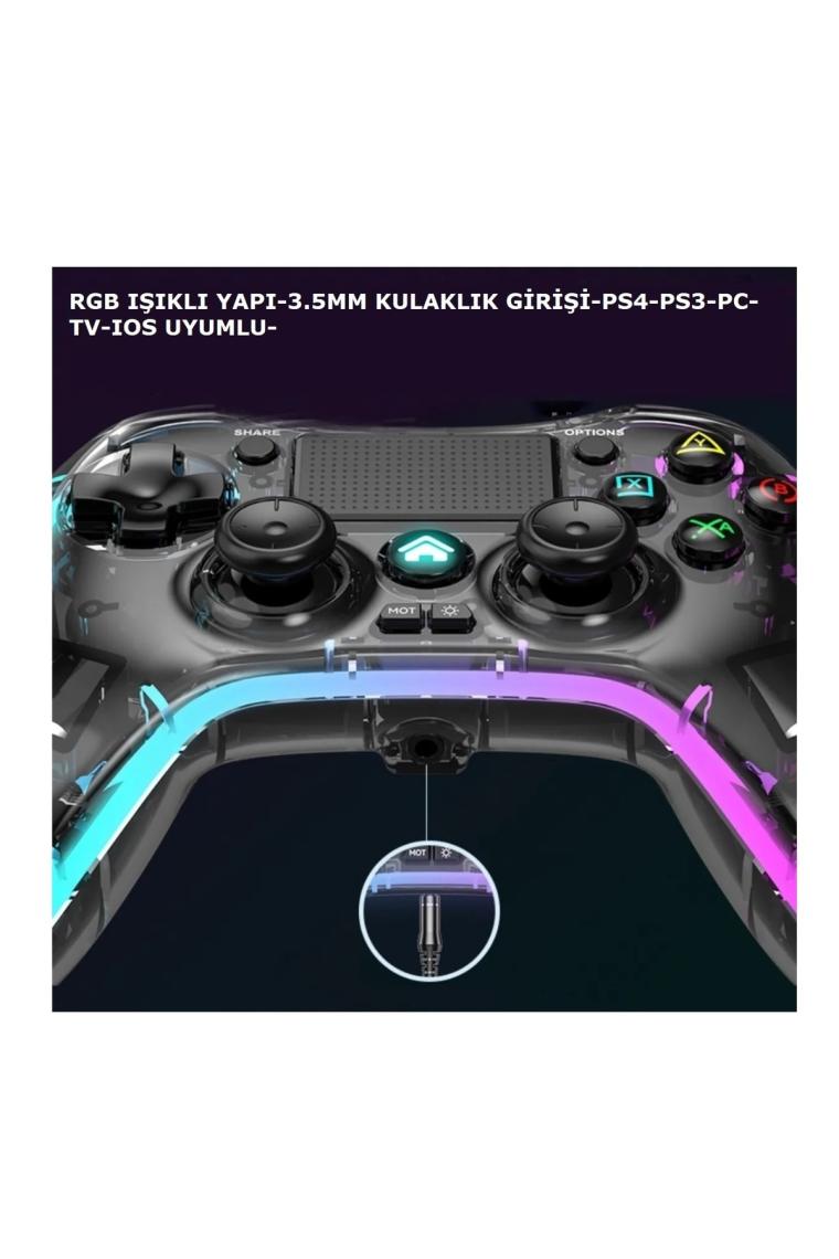 Beboncool Rgb Işıklı Ps4-Ps3-Tv-Ios-Pc Kablosuz Joystick Gamepad Oyun Kolu