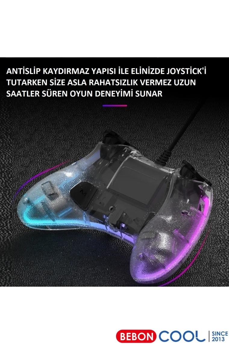 Beboncool S03 Pc/android Telefon/tablet/tv Box/ps4/switch Uyumlu Rgb Işıklı Kablolu Joystick Gamepad